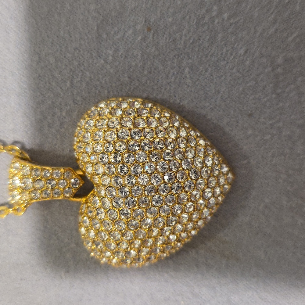 Swarovski Crystal Puff Pave Large Heart Necklace G